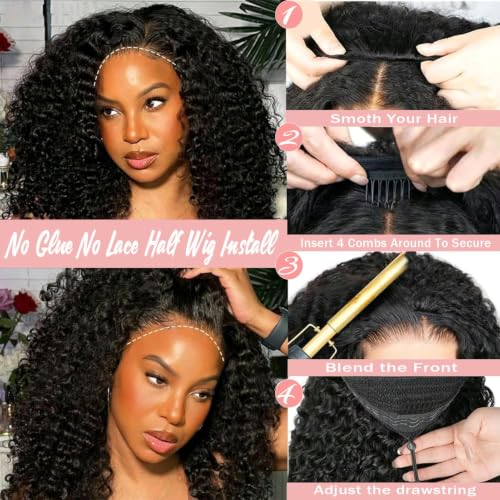 Image of XSY Burmese Curly Half Wig Human Hair 20 Inch 180% Density Natural Color