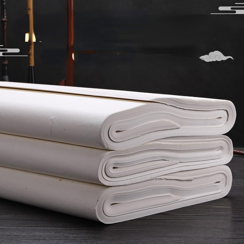 MIUYTRN Pół dojrzały pędzel papierowy Xuan malowanie kaligrafii Papier początkujący uczeń surowy papier ryżowy praktyka kaligrafii Papier cuicui(A4)
