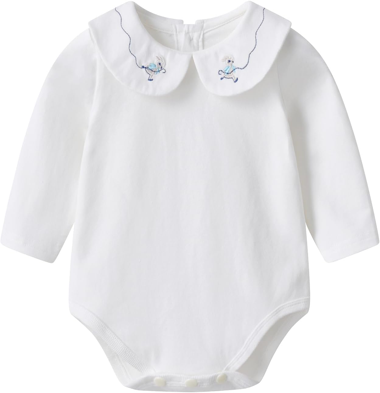 Infant Baby Girls Bodysuit Peter Pan Doll Collar Super Soft Cotton Romper One-Piece Outfit 0-24 Months