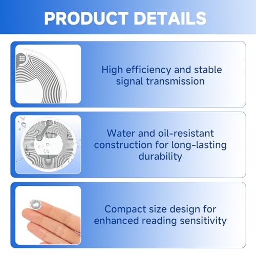 NFC Sticker 50 Stück NTAG215, Beschreibbare RFID Tags Aufkleber mit NFC Chip, PVC Wasserdicht, Einfache Installation für Smart Home Tische Wände Autos
