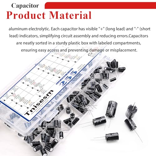 Tnisesm 28 Values Electrolytic Capacitor Assortment Kit from 0.1uF to 4700uF 10V 16V 25V 35V 50V in-line Aluminum Capacitors Set - Image 5
