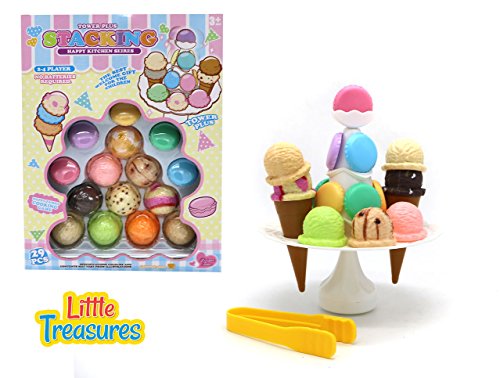 Little Treasures Tower Plus Stacking Ice Cream Balance Game with 29 pcs Fun Toy Set