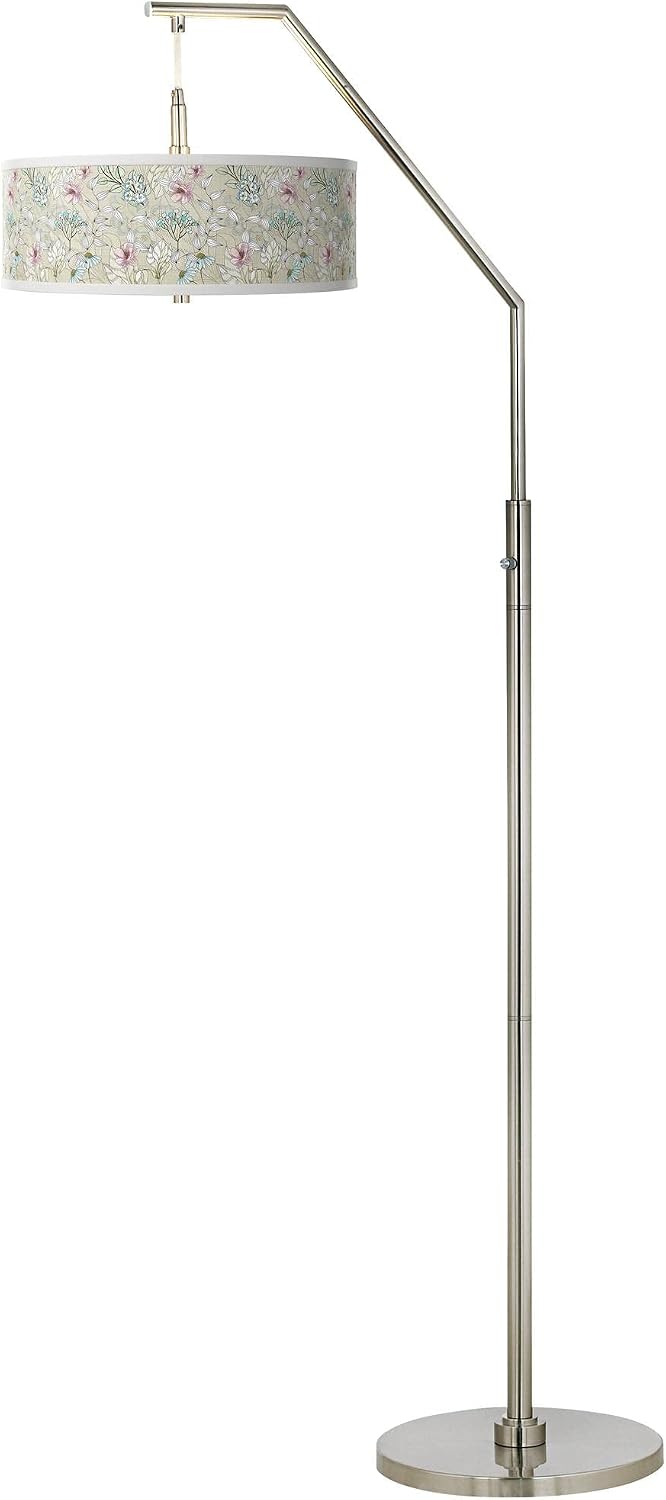 Giclee Glow 71 1/2" Botanical Pattern Giclee Print Shade Arc Floor Lamp
