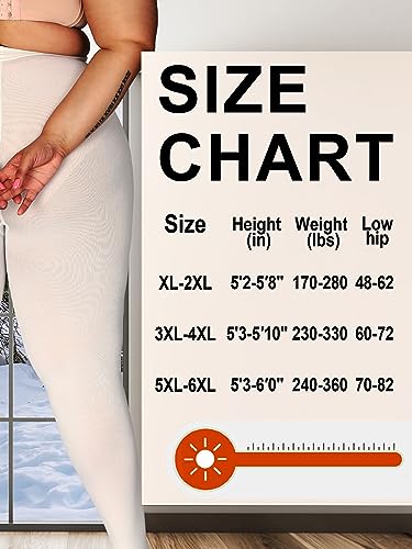 Image of HONENNA Queen Plus Size Fleece Lined Tights, 11+ Colors Thermal Warm Winter Tights for Women, Medias Termicas Mujer Invierno