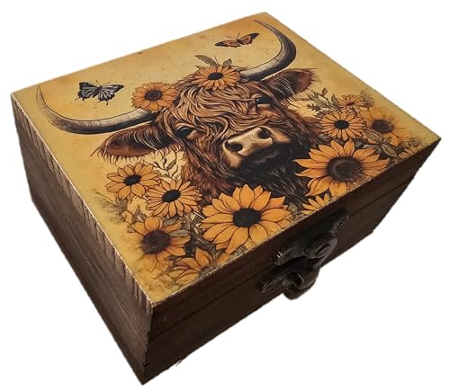Trinket Box Small Jewelry Keepsake Box | Earrings Necklace Storage Box for Girls Women | Gift Idea Valentine's Day, Birthday Christmas, Weddings, Animals Ornaments for Home Décor (Highland Cow)