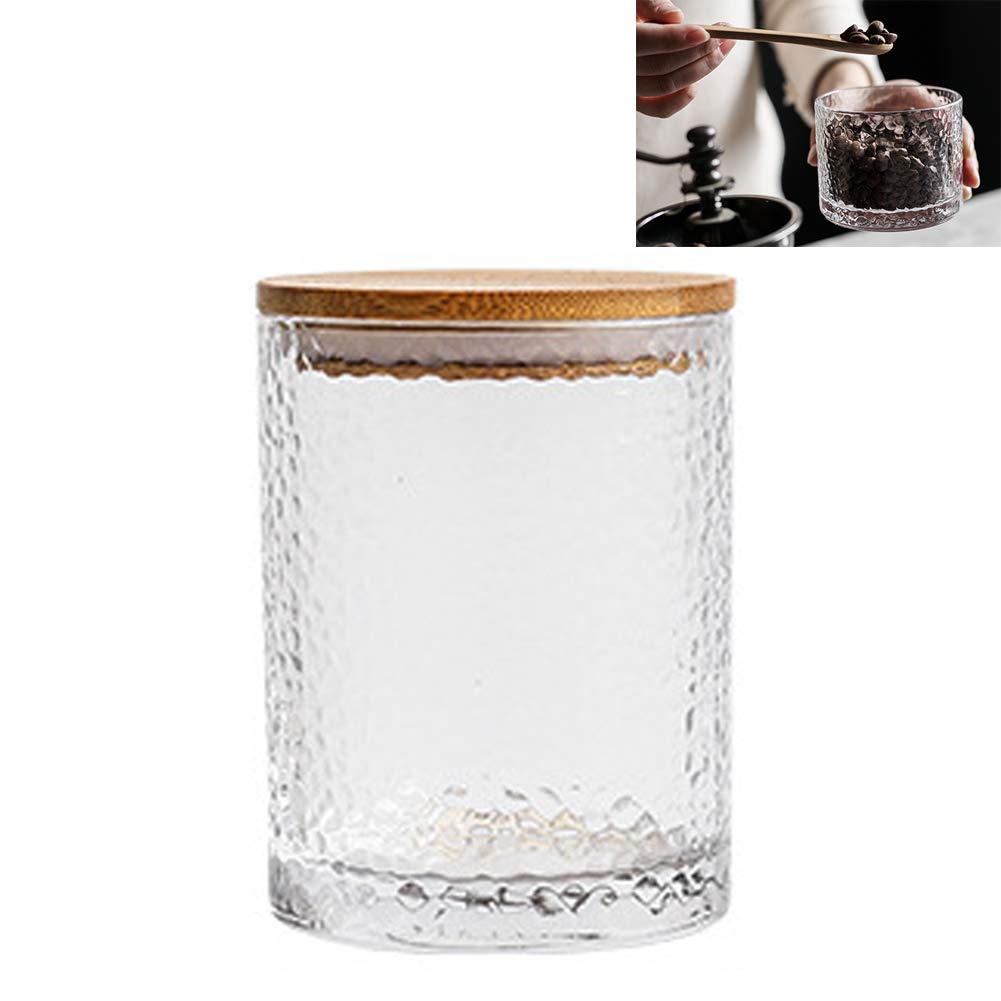 Food Storage Jar, 10.8 FL OZ, Glass Food Storage Jar with Airtight Seal Bamboo Lid - BPA-Free Cereal Dispenser Jars for Serving Candy, Tea, Coffee, Spice and More (320ML)