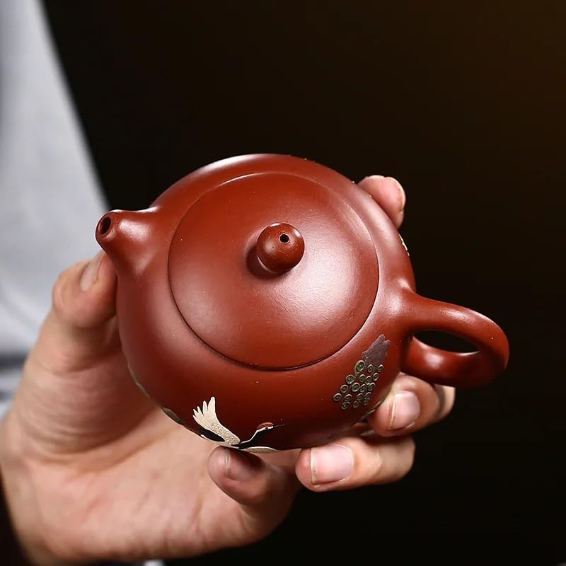 Traditioneller chinesischer Teekessel aus lila Ton, handgefertigt, praktisches Reise-Teeset, Retro-Teekessel für Zuhause, Zubehör für die chinesische Teezeremonie, Teekanne für losen Tee, 210 ml Ker