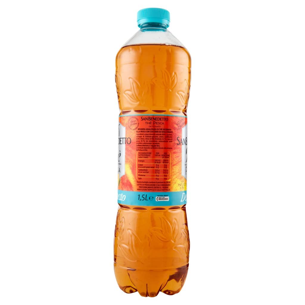 12 x San benedetto the deteinato pesca PET 1,5lt de melocotón descafeinado bebida refrescante