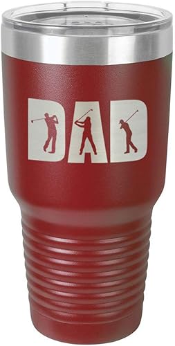 GOLF DAD KNOCKOUT - Vaso de 30 onzas con popote y tapa superior deslizante  Taza de viaje de acero inoxidable  Comparar con Yeti Rambler