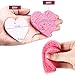 90 Pieces Heart Shaped Compressed Facial Sponge, Face Cleansing Sponge, Reusable Cosmetic Makeup Remover Sponge for Facial Deep Cleansing Exfoliation Makeup Removal (Yellow, Pink, Blue)