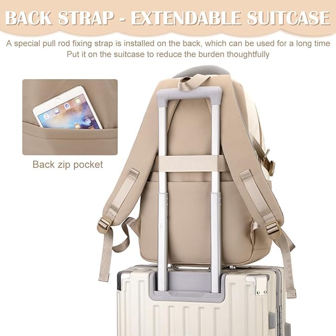 Image of Backpack Bag for Women with Matching Zipper Pouch, 18.1 Inch College Laptop Backpack, Multi-Compartment Bookbag for School, Office, Travel, Camping & Everyday Carry, White & Maroon
