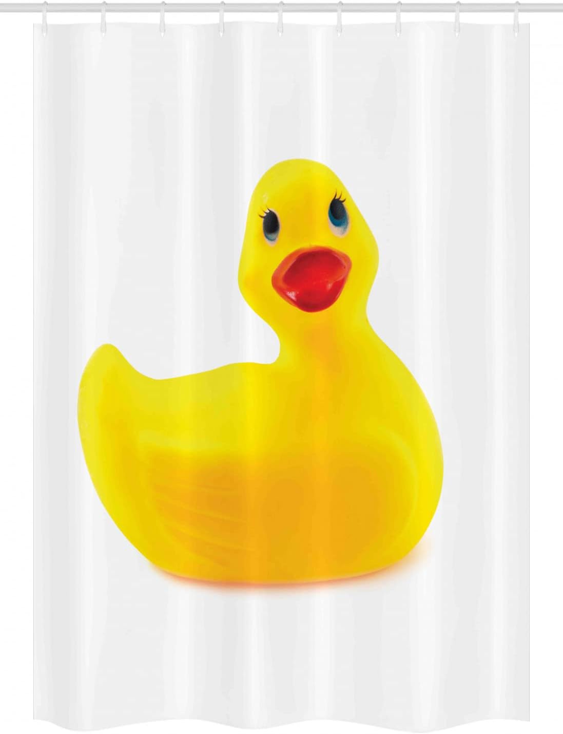 Ambesonne Rubber Duck Stall Shower Curtain, Yellow Squeak Ducky Toy Fun Bubble Bath Animal Room Duckling Print, Fabric Bathroom Decor Set with Hooks, 54" W x 78" L, White and Yellow