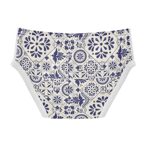 Boys' Exclusive Briefs Toddler Underwear 95% Combed Cotton Boxerbriefs 2T Blue and White Tile Pattern 152