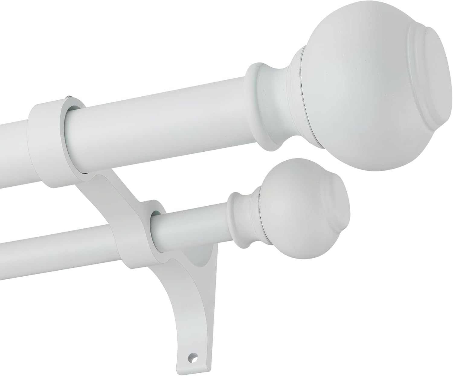 1 Inch Double Curtain Rods 72 to 144 Inches, Adjustable Telescoping Window Drapery Rod, Dual Heavy Duty Curtain Rods with Iron-Finials for Sliding Glass Door, Patio, Bedroom, Kitchen, Matte White 72"-144" Matte White