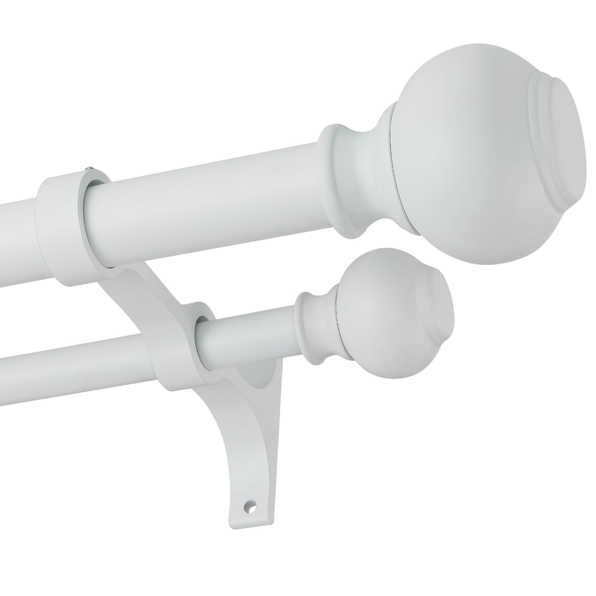 Photo 1 of 1 Inch Double Curtain Rods 72 to 144 Inches, Adjustable Telescoping Window Drapery Rod, Dual Heavy Duty Curtain Rods with Iron-Finials for Sliding Glass Door, Patio, Bedroom, Kitchen, Matte White