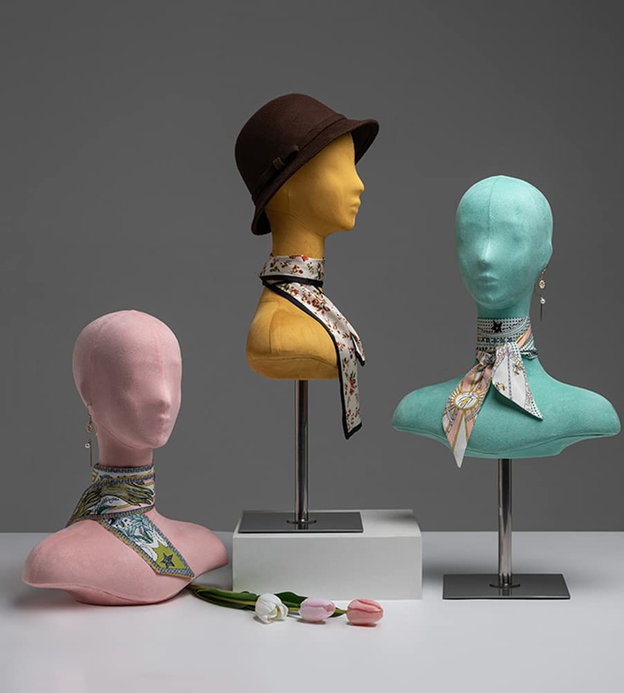 Female Mannequin Head Kobiecy manekin Stojak na perukę i uchwyt do stylizacji, modelowania i wyświetlania włosów, czapek i tresek-do domu, salonu i podróży, z metalowym wspornikiem (Color : Gray-1,
