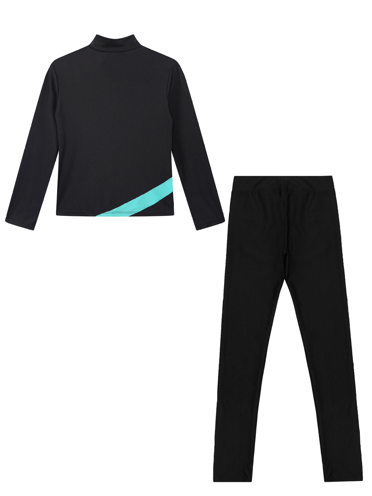 Mädchen Trainingsanzug Eiskunstlauf Sport Kleidung Set Glitzer Strass Stehkragen Jacke Und Leggings Kinder Tanzanzug Sportswear Sweatsuit