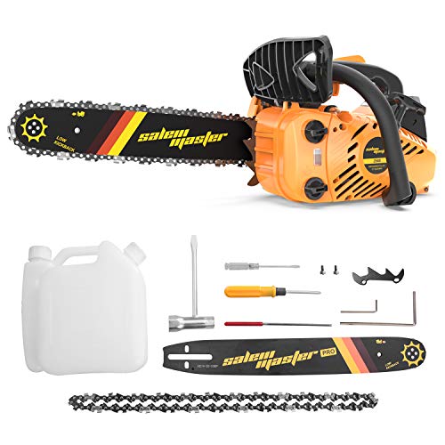 SALEM MASTER Gas Chainsaw 25.4CC 2-Cycle Arborist chainsaw Top Handle, 12-Inch Professional Chainsaw, Lightweight One-hand Chainsaw, Handheld Petrol Chain Saws for Trees Gas Powered