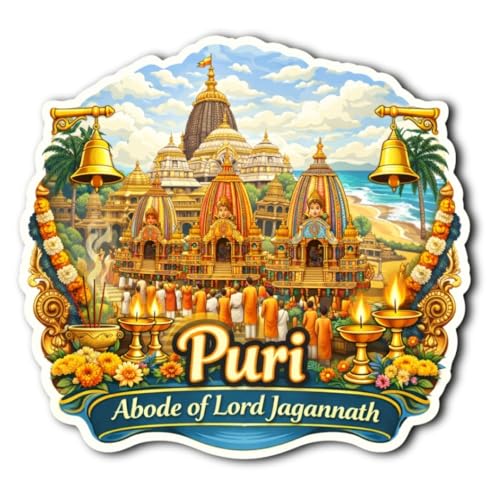 Image of Apna Gift Wooden Fridge Magnet Sticker for Refrigerator Door | Multipurpose Office Magnet for Home Kitchen Decor | Souvenir Gift Travel Memory Fridge Decoration | 4 x 3 Inch Wooden Magnet (Puri)