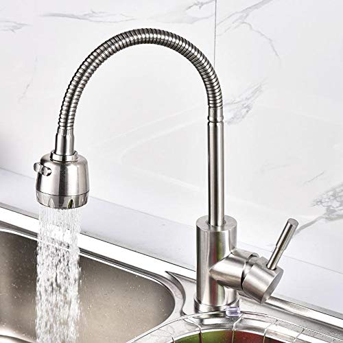 Robinet rotatif universel double eau en acier inoxydable pour lavabo et évier