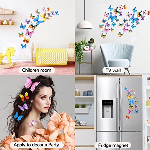3D Butterfly Wall Decor Glowing Stickers - 24Pcs Butterflies Aesthetic Wall Art Diy Fluorescent Wall Decals For Living Room Bedroom Family Home Office Stickers For Kids And Adults #TOP5