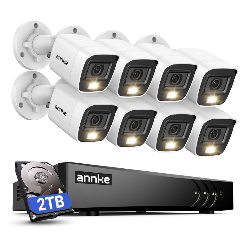 ANNKE 16CH 3K Lite Security Camera System, Wired Surveillance System Indoor Outdoor 2TB Hard Drive, 8X 1080P IP67 Home CCTV Cameras with Smart Dual