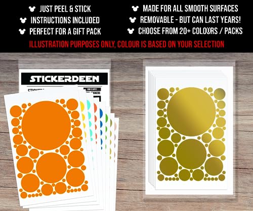 StickerDeen 500+ Assorted Polka Dot Circle Wall Stickers for Kids Bedroom Living Room Classroom - Image 4
