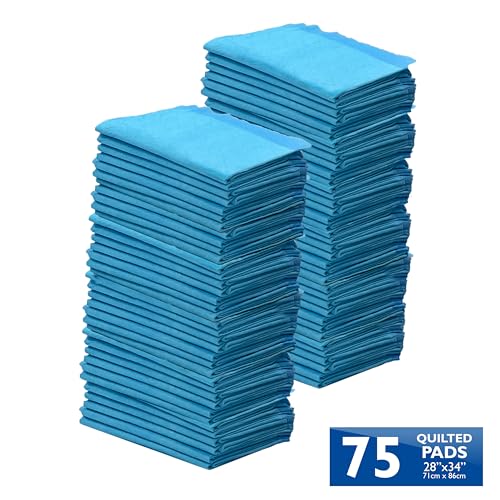 Four Paws Wee-Wee Superior Performance Pee Pads for Dogs with Runoff Barrier Edge Guard Protection, Puppy & Dog Potty Training Pads, Housebreaking Supplies, 28" x 34" (75 Count)
