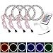 Qiuko 4pcs 90mm RGB Halo Rings Headlight Car Angel Eyes Motorcycle With 24 Keys Controller