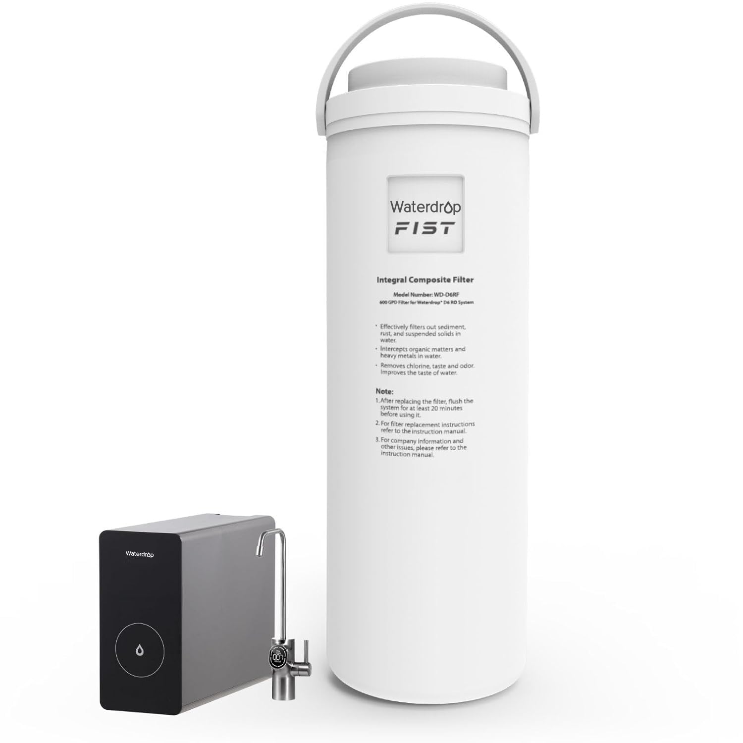 Waterdrop WD-D6RF Filter Replacement for WD-D6-B Tankless Reverse Osmosis System 1-Year Lifetime Reduce PFAS