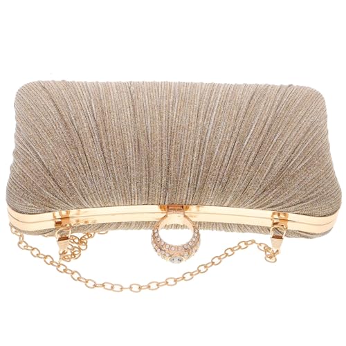 Pochette en satin or plissé Baluue : l'élégance raffinée pour vos soirées
