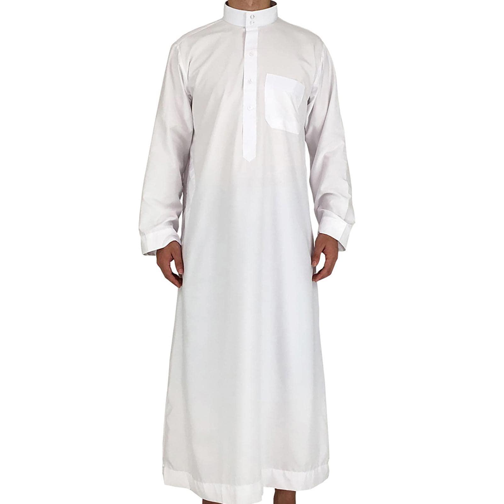 Thobe Hommes Robe Musulman Manches Longues Chemises Habillées Arabe Thobe Thawb Caftan Dubaï Thobe Daffah Sultan Saoudite Robes Moyen-Orient Costume Traditionnel