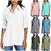 HGps8w Womens Quick Dry Loose Long Button Down Shirt Casual Lapel Collar Long Sleeve Blouse Tops with Zip Pocket