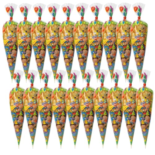 Pack 20 Conos Chuches Cumpleaños sin Gluten | Cucuruchos Chuches Rellenos | Bolsas Gominolas Preparadas para Fiestas Infantiles, Piñatas y Eventos.