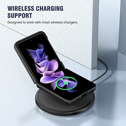 Caka Compatible for Galaxy Z Flip 3 5G Kickstand Case, Z Flip 3 Case with Camera Protector Hinge Protection Wireless Charging Cover for Samsung Galaxy Z Flip 3 (Black) by Caka - Image 6