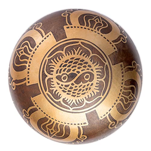 Image of Tibetan Singing Bowl Set - Easy To Play Authentic Handcrafted For Meditation Sound Chakra Yoga Healing 4 Inches By Himalayan Bazaar (Brown and Maroon)