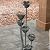 XBrand 35" Tall Silver Metal Sculptural Flower Multi-Tier Freestanding Water Fountain for Indoor & Outdoor Use, Decorative Garden Patio Backyard Water Feature