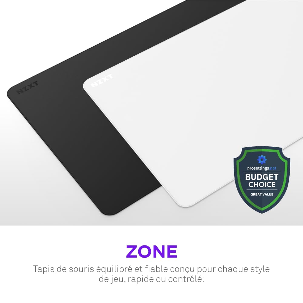 NZXT Zone – Tapis de Souris Gaming XXL – Surface en Tissu Micro-tissé – Vitesse et contrôle équilibrés pour Tous Les Styles de Jeu – Base Anti-dérapante, Bords renforcés – Noir