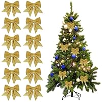 FOMIYES Lot De 12 Petits Nœuds De Noël En Ruban Pour Décorations De Noël, Boîtes Cadeaux, Décorations D'arbre De Noël (rouge, 5 X 6 Cm