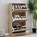 BAKAJI Zapatero de madera MDF color beige roble con 3 puertas abatibles y doble profundidad dimensiones 60 x 24 x 120 cm