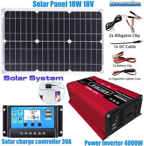 4000W Complete Solar Panel Kit - 110V/220V Off-Grid System with 30A Controller & 18W18V Solar Panel for Home Energy Solutions - Eco-Friendly Power Supply