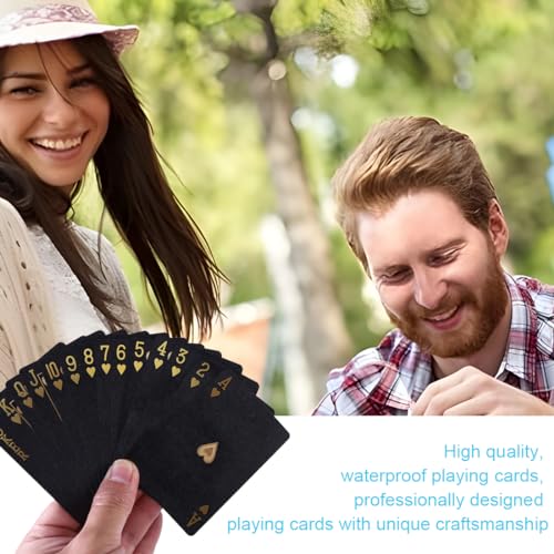 1 Pcs Plastikspielkarten, Kartenspiele, wasserfeste Spielkarten, Geschenk Partyspiel Spielkarten (Schwarzes vergoldetes Quadratmodell) – Bild 7