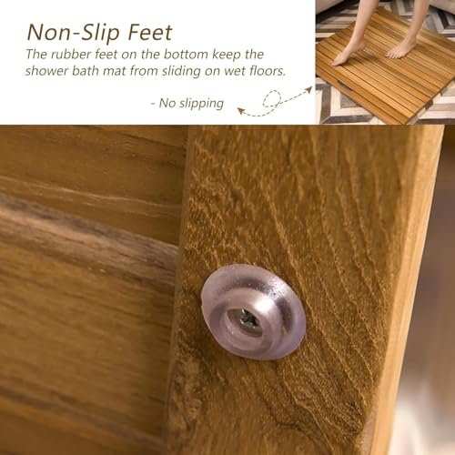 Tapis de douche en teck massif haut de gamme pour sol de salle de bain chic