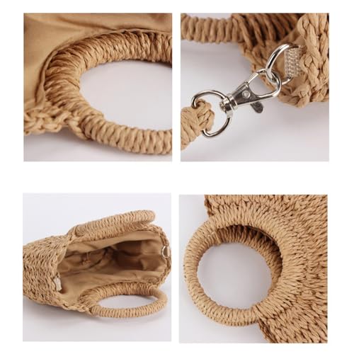 Women's Straw Bag Casual Shopper Shoulder Bag Drawstring Fashionable Daily Shopping Handbag for Various Occasion3