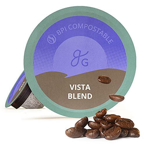 Greater Goods Compostable Coffee Pods - K Cup Compatible including Keurig 2.0, Dark Vista Blend (72...