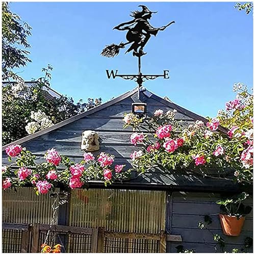 Wetterfahne Hexe, Wetterfahne Fuer Gartenhaus, Hexe aus Gusseisen Dekoration FüR Garten Und Terrasse, Weathervane, für Hausgarten Terrassendach Außendekoration Wetterfahne Hexe, Wetterfahne Fuer Gartenhaus, Hexe aus Gusseisen Dekoration FüR Garten Und Terrasse, Weathervane, für Hausgarten Terrassendach Außendekoration