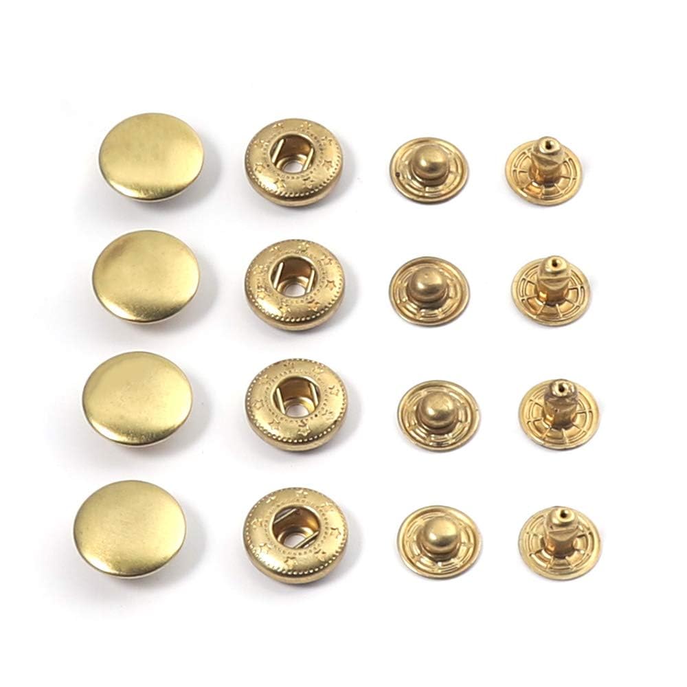 WUTA Lot de 100 boutons-pression en laiton massif - Outil en cuir - Pour vêtements, vestes, jeans, sacs (bronze, 15 mm)