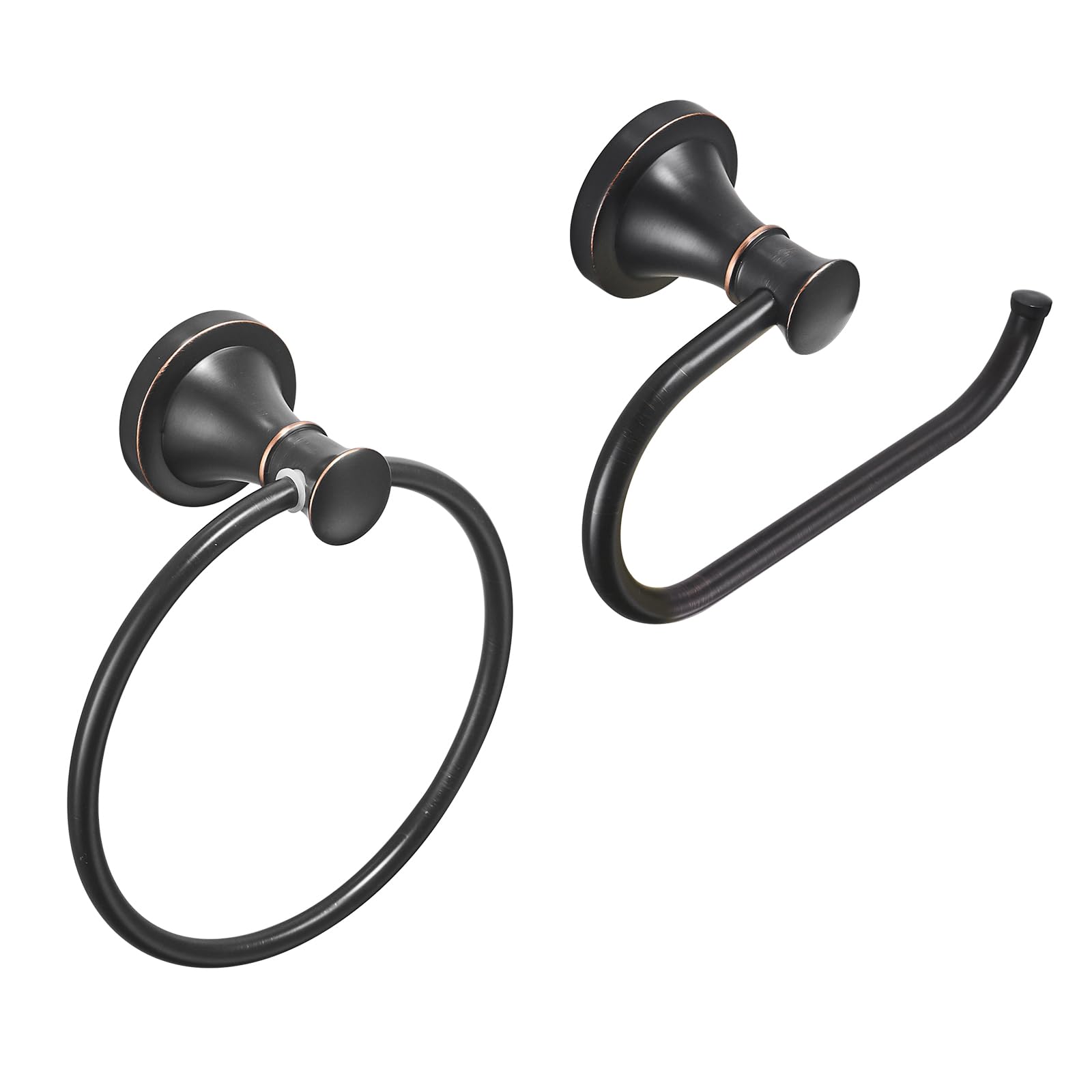 HoimproBathroom Set, 2-Piece Oil Rubbed Bronze (Towel Ring Holder, Toilet Paper Holder), Stainless Steel and Zinc Alloy, High Weight Capacity, Anti Rust, Modern Design