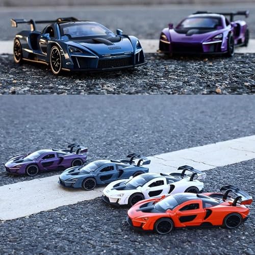 Image of McLaren Senna Car Toy - 1:28 Scale Alloy Meat Die-Cast Supercar Model with Openable Door, Lights & Sound, Pull-Back Sports Car Toy for Kids, Boys & Collectors - Gift Item (Red)