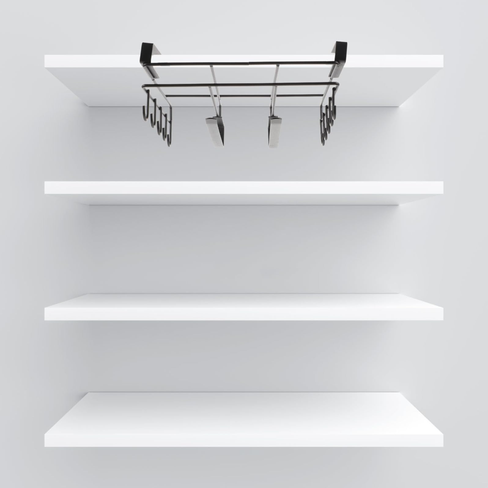 Organizer Cucina in Acciaio al Carbonio Bordi Arrotondati, Supporto Sottopensile Antiscivolo Facile da Pulire per Tazze e Padelle, Design Semplice per Cucina
